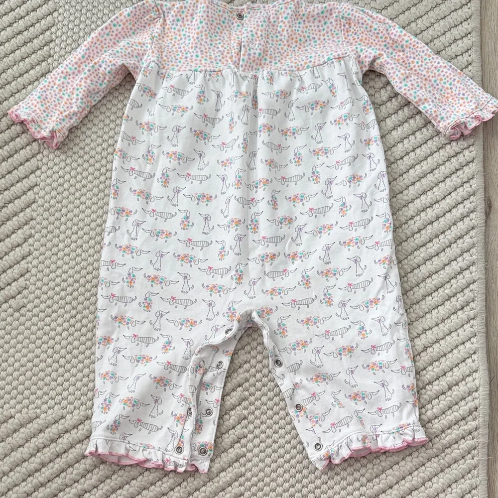 Kissy Kissy White Baby Footie with Pink and Multicolor Floral Print